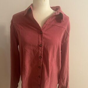 Button-Front Collared Shirt in Dusty Rose